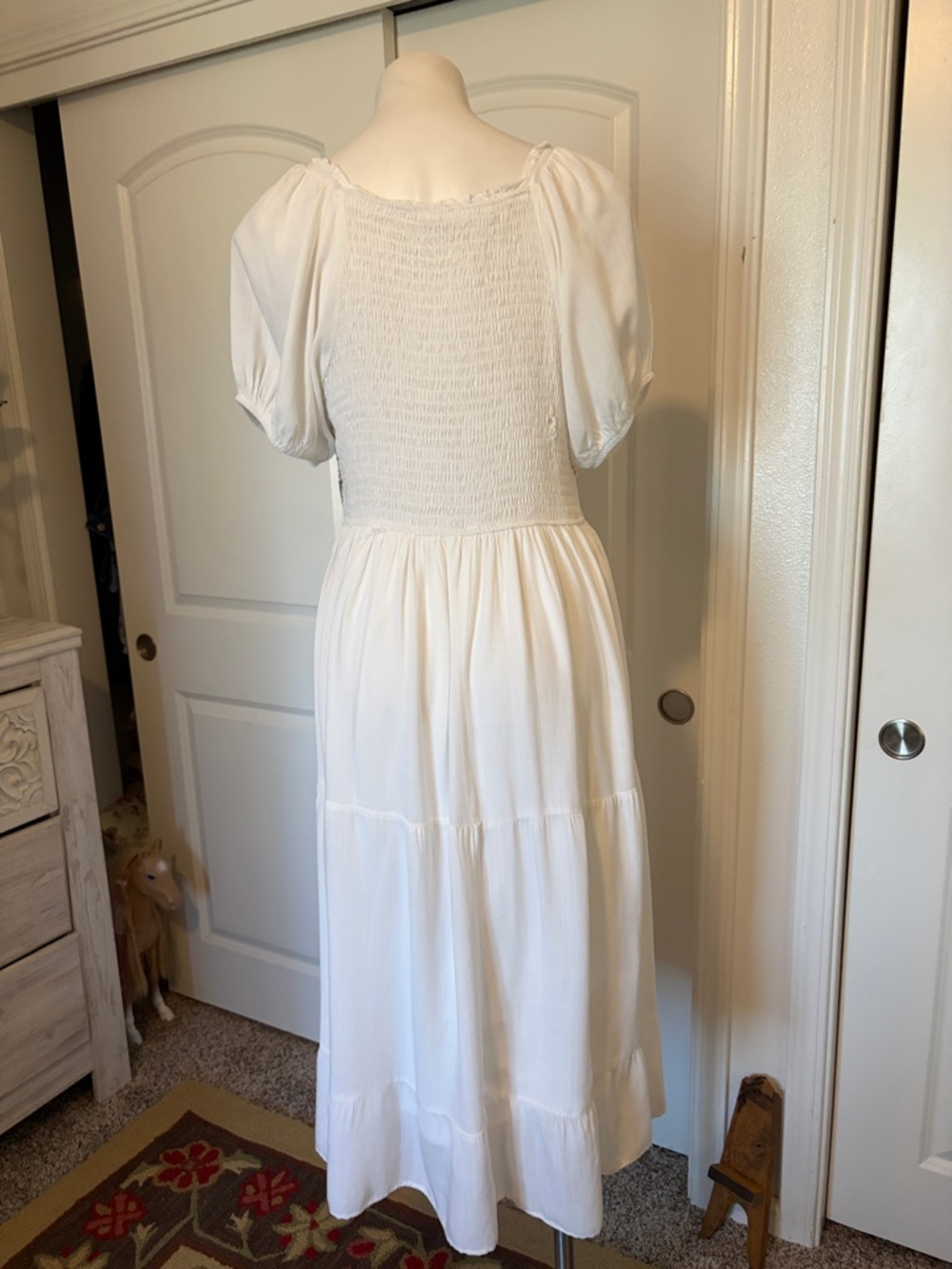Baltic Born White Embroidered Smocked Midi Dress - Picture 5 of 9